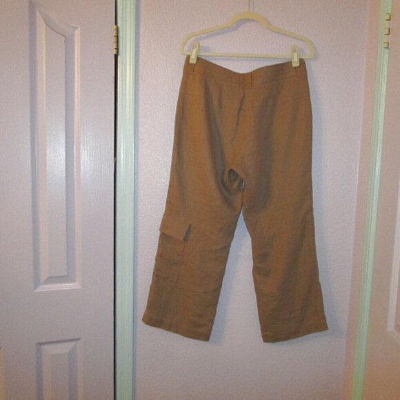 Orvis Linen Cargo Pants Size 8 Wide Leg Mid Rise Lightweight Crop Pockets Beach - Picture 7 of 9